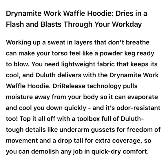 NWOT Duluth Trading Drynamite Work Waffle Pullover Hoodie - Picture 13 of 14